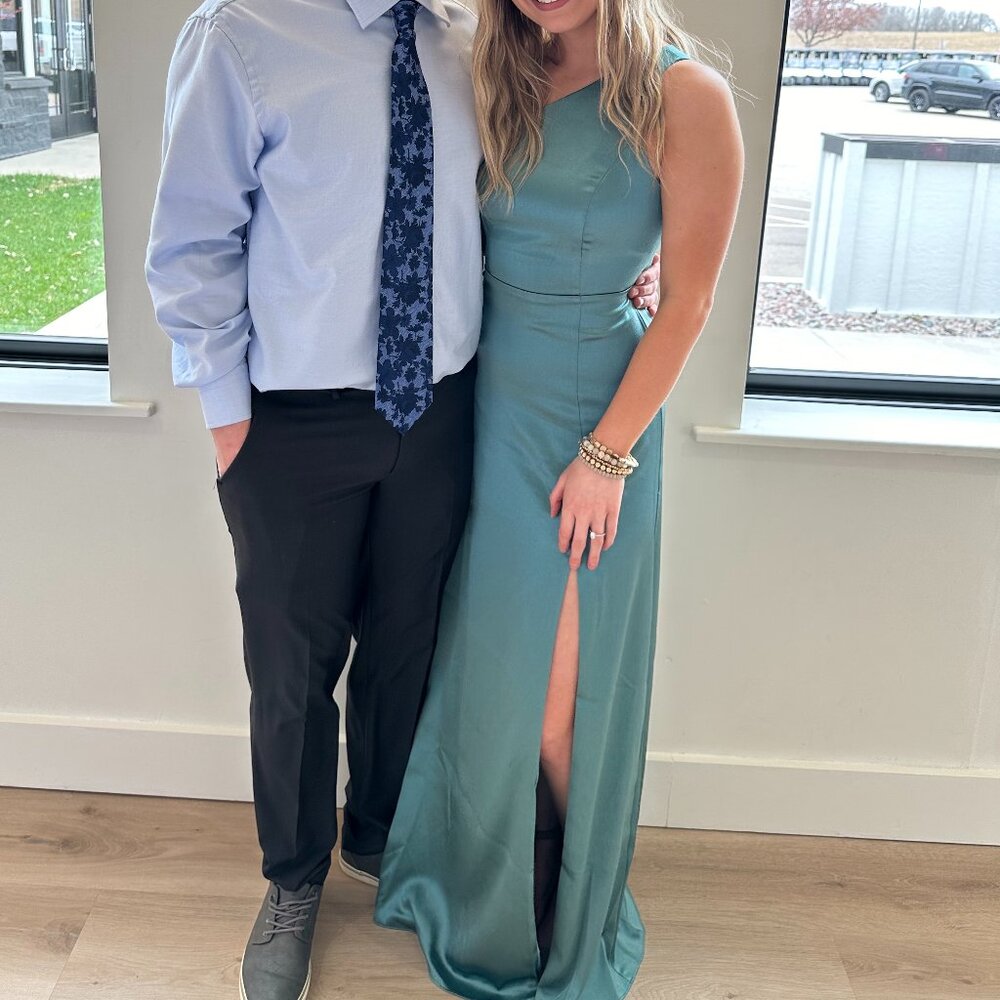 Birdy Grey Kira Shiny Satin Dress - Sea Glass Bridesmaid/Formal Dress